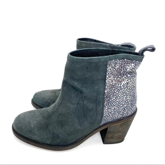 HUMANOID Suede Leather Classic Ankle Bootie in Metallic Gray - Picture 6 of 10